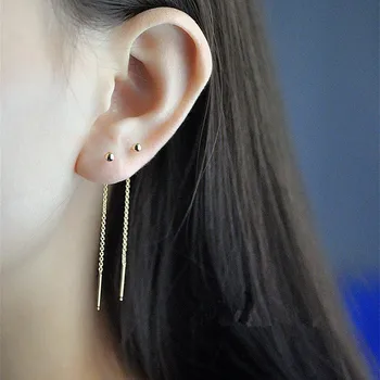 RIR Minimalism Gold Threader Tassel Earrings Stainless Steel Tiny Ball Drop Long Chain Earrings 12mm/9mm/6mm Choose
RIR Minimalism Gold Threader Tassel Earrings Stainless Steel Tiny Ball Drop Long Chain Earrings 12mm/9mm/6mm Choose