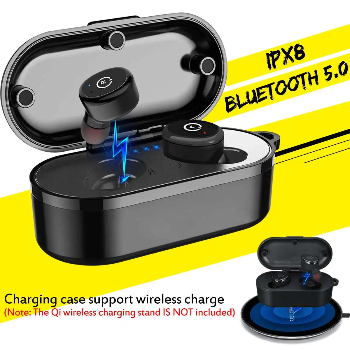 TWS Dual Earphone bluetooth 5.0 IPX8 Waterproof Sport Hifi Headset True Wireless Stereo Music Earbud with QI Charging Case
TWS Dual Earphone bluetooth 5.0 IPX8 Waterproof Sport Hifi Headset True Wireless Stereo Music Earbud with QI Charging Case