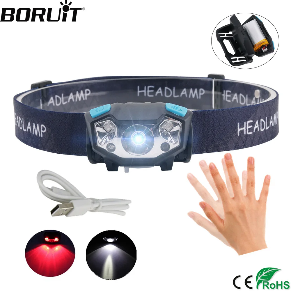 BORUiT XPE LED Induction Mini Headlamp 5Mode Motion Sensor Headlight Rechargeable Flashlight Camping Head Torch Built-in Battery
BORUiT XPE LED Induction Mini Headlamp 5Mode Motion Sensor Headlight Rechargeable Flashlight Camping Head Torch Built-in Battery