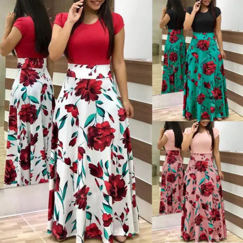 2019 Women Summer Boho Dresses Elegant Print Floral Casual Long Maxi Evening Party Short Sleeve Dress Female Clothing
2019 Women Summer Boho Dresses Elegant Print Floral Casual Long Maxi Evening Party Short Sleeve Dress Female Clothing