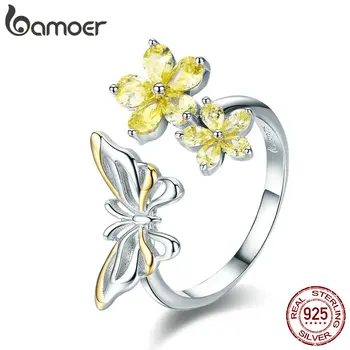 BAMOER 2019 New 925 Sterling Silver Dancing Butterfly & Flower Adjustable Women Ring Fashion Ring Luxury Jewelry anel BSR030
BAMOER 2019 New 925 Sterling Silver Dancing Butterfly & Flower Adjustable Women Ring Fashion Ring Luxury Jewelry anel BSR030