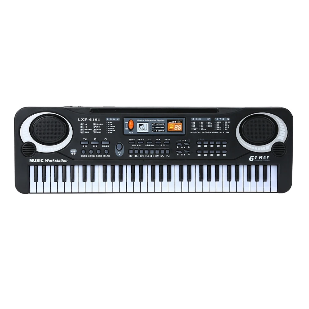 Черная Цифровая Музыкальная электронная клавиатура 61 клавиша пианино детский