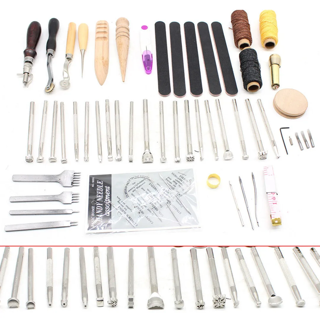 59Pcs Handmade Multifunctional Leather Craft Tools DIY Sewing Stitching Punch Carving Thread Awl Waxed Thimble Kit Sets
59Pcs Handmade Multifunctional Leather Craft Tools DIY Sewing Stitching Punch Carving Thread Awl Waxed Thimble Kit Sets