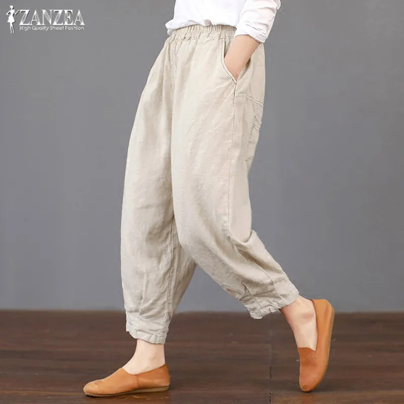 Plus Size Women's Linen Harem Pants 2019 ZANZEA Female Solid Cropped Pants Trousers Vintage Casual Elastic Waist Pantalon Femme
Plus Size Women's Linen Harem Pants 2019 ZANZEA Female Solid Cropped Pants Trousers Vintage Casual Elastic Waist Pantalon Femme