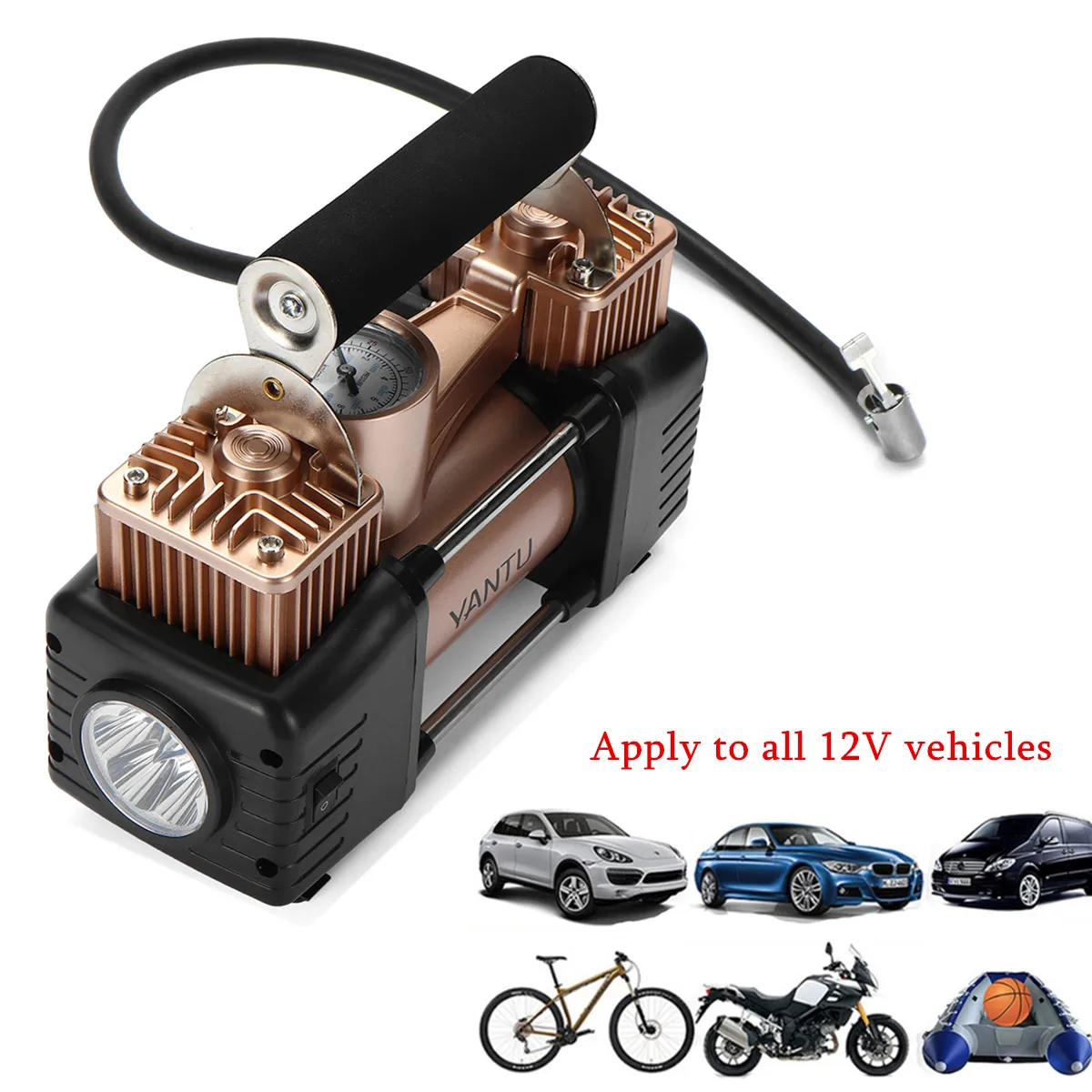 300W 150PSI Double Cyclinder Car Tire Tyre Inflator Air Pump Compressor DC 12V Display Tire Pressure with LED Light Durable Safe
300W 150PSI Double Cyclinder Car Tire Tyre Inflator Air Pump Compressor DC 12V Display Tire Pressure with LED Light Durable Safe