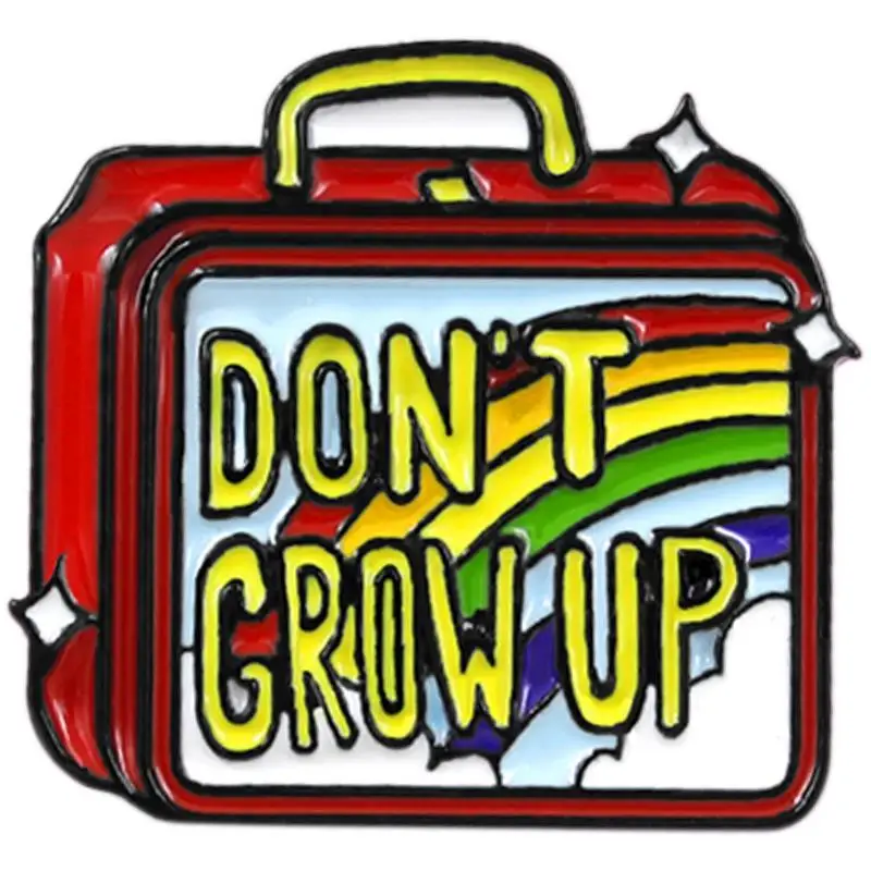 Don'T Grow Up Enamel Brooch Hand Luggage Rainbow Lunch Box Brooch Sweater Denim Backpack Badge White Collar Custom Jewelry
Don'T Grow Up Enamel Brooch Hand Luggage Rainbow Lunch Box Brooch Sweater Denim Backpack Badge White Collar Custom Jewelry