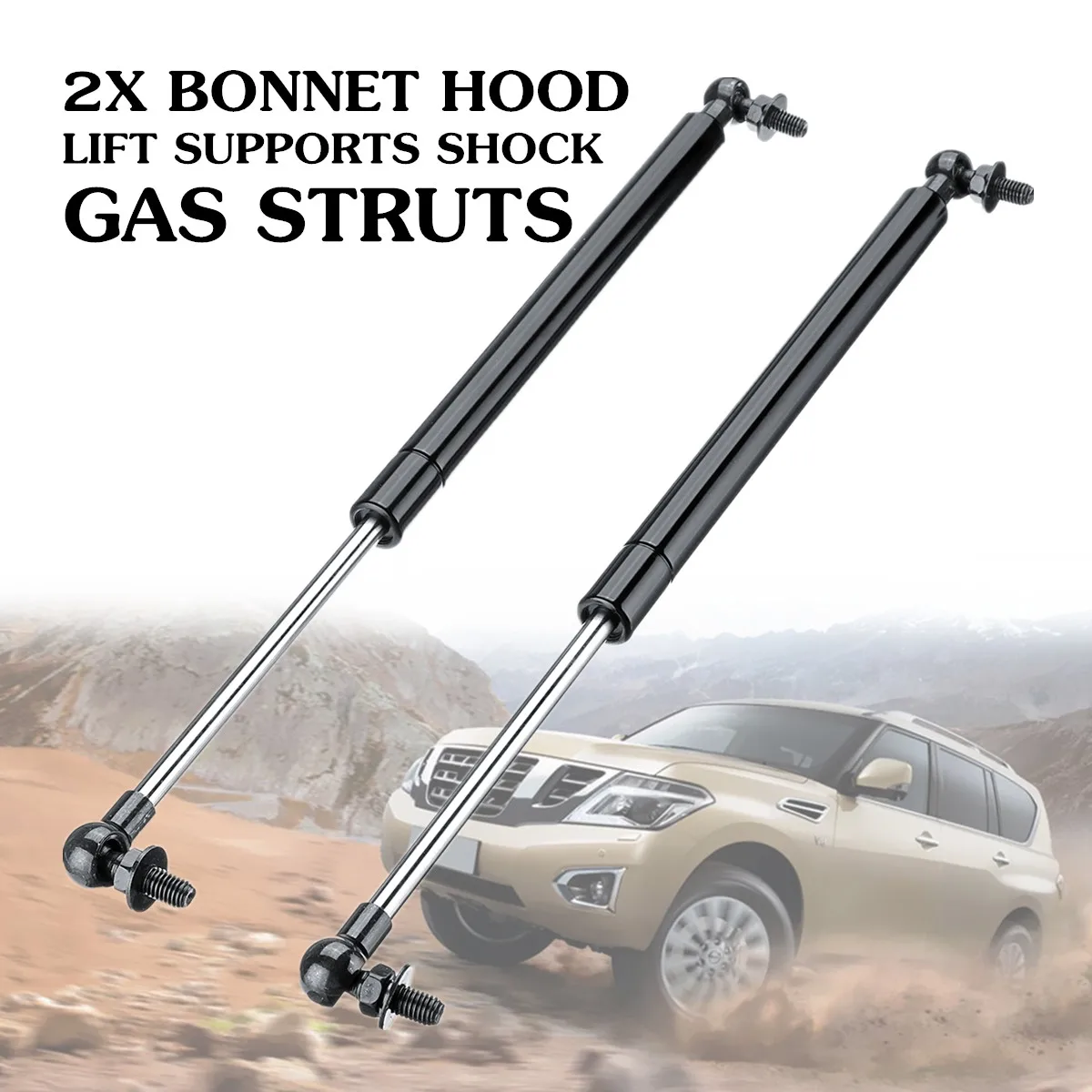 

2Pcs Bonnet Hood Lift Supports Shock Gas Struts for Nissan Patrol Y61 Y62 1997-2018 Steel 41cm Replacement Convenient Safe