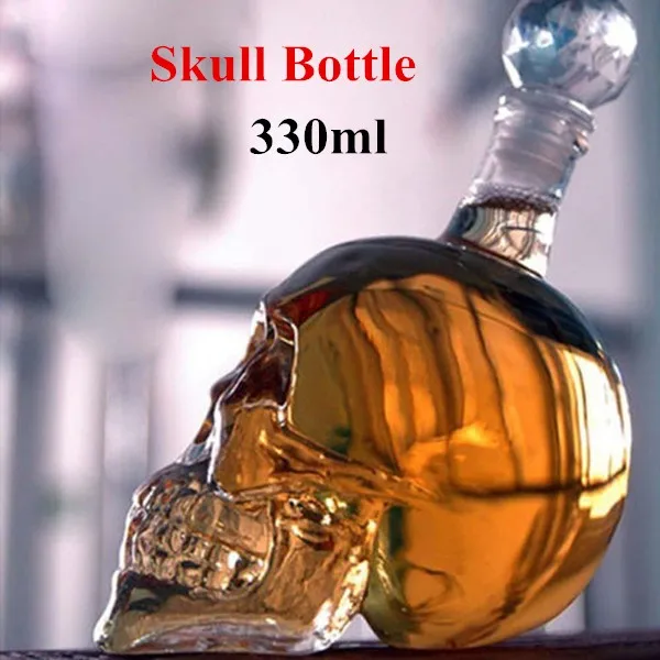 

330ML Skull Bottle Crystal Skull Head Vodka Beer Whiskey Shot Glass Bottle Cup Bar Home Decoration