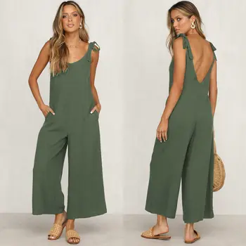 Rompers 2019 Summer new Women Casual Loose Linen Cotton Jumpsuit Sleeveless Backless Playsuit Trousers Overalls
Rompers 2019 Summer new Women Casual Loose Linen Cotton Jumpsuit Sleeveless Backless Playsuit Trousers Overalls