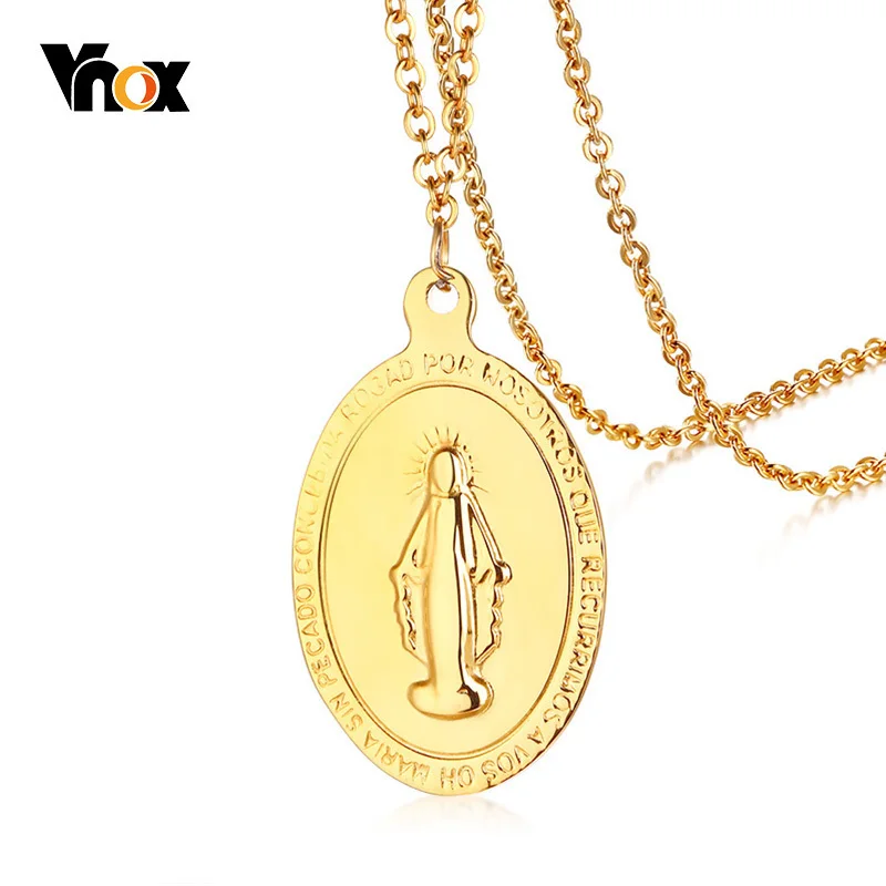Vnox Doule Sides Wear Women Necklace Madonna Maria Coin Pendant Stainless Steel Stylish Fashion Female Bijoux
Vnox Doule Sides Wear Women Necklace Madonna Maria Coin Pendant Stainless Steel Stylish Fashion Female Bijoux