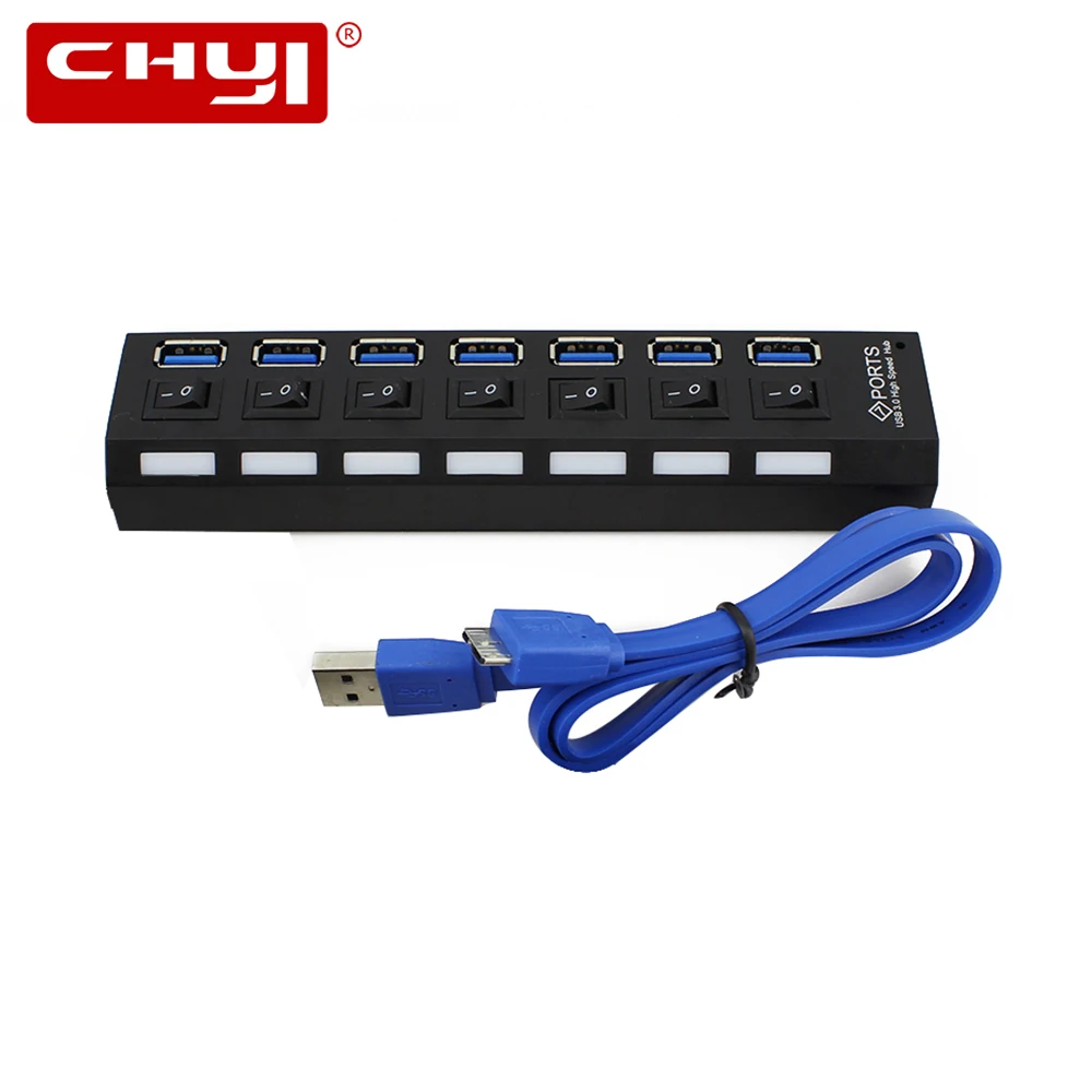 CHYI 7 Port USB 3.0 Hub Super Speed 5Gbs Multi USB Splitter with On/Off Power USB Hub Adapter for Laptop Computer Extend
CHYI 7 Port USB 3.0 Hub Super Speed 5Gbs Multi USB Splitter with On/Off Power USB Hub Adapter for Laptop Computer Extend