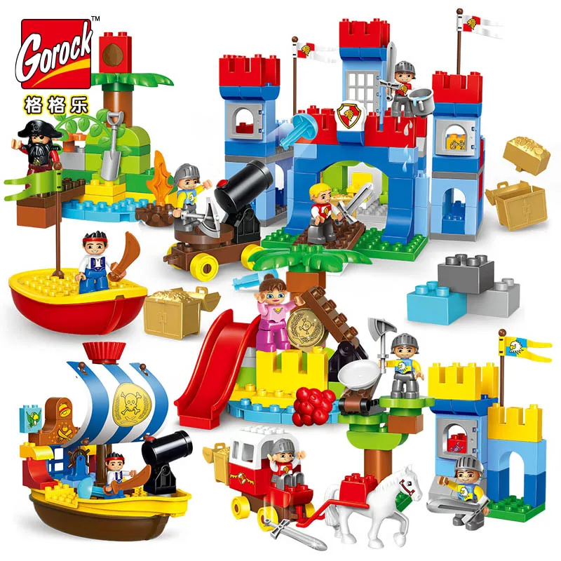 4 комплекта Duplo большие размеры пиратские лодки строительные блоки Обучающие