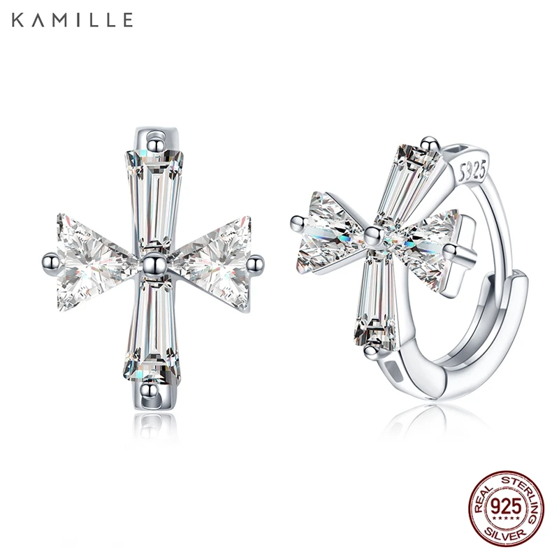 Kamille 925 Sterling Silver Hoop Earrings CZ Cross Shape Earrings for Women Circle Loop Huggies Silver 925 Jewelry Party Gift
Kamille 925 Sterling Silver Hoop Earrings CZ Cross Shape Earrings for Women Circle Loop Huggies Silver 925 Jewelry Party Gift