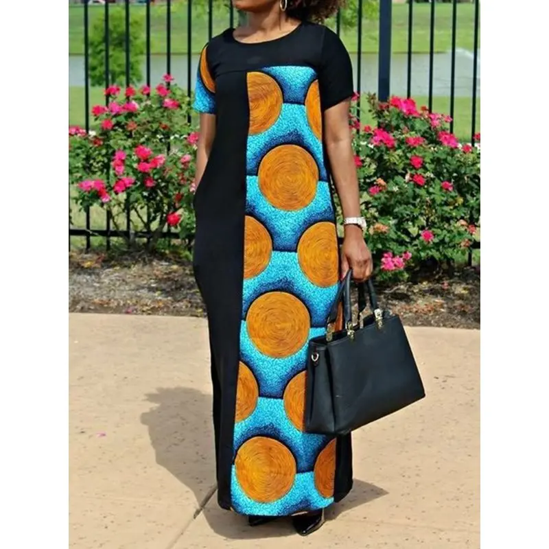 Summer Maxi Dress Women African Casual Street Fashion Color Block Print Robe Ladies Simple Elegant Black Holiday Long Dresses
Summer Maxi Dress Women African Casual Street Fashion Color Block Print Robe Ladies Simple Elegant Black Holiday Long Dresses