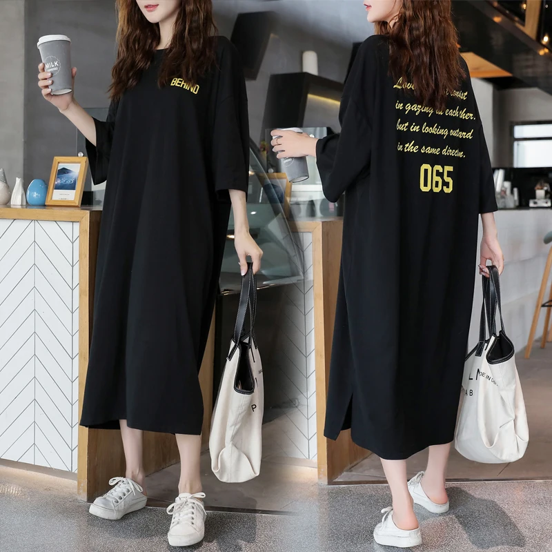 XL-5XL Plus Size Cotton T shirt Dress Women Clothes Summer 2019 Letter Print Short Sleeve Loose Casual Midi Long Dresses Black
XL-5XL Plus Size Cotton T shirt Dress Women Clothes Summer 2019 Letter Print Short Sleeve Loose Casual Midi Long Dresses Black