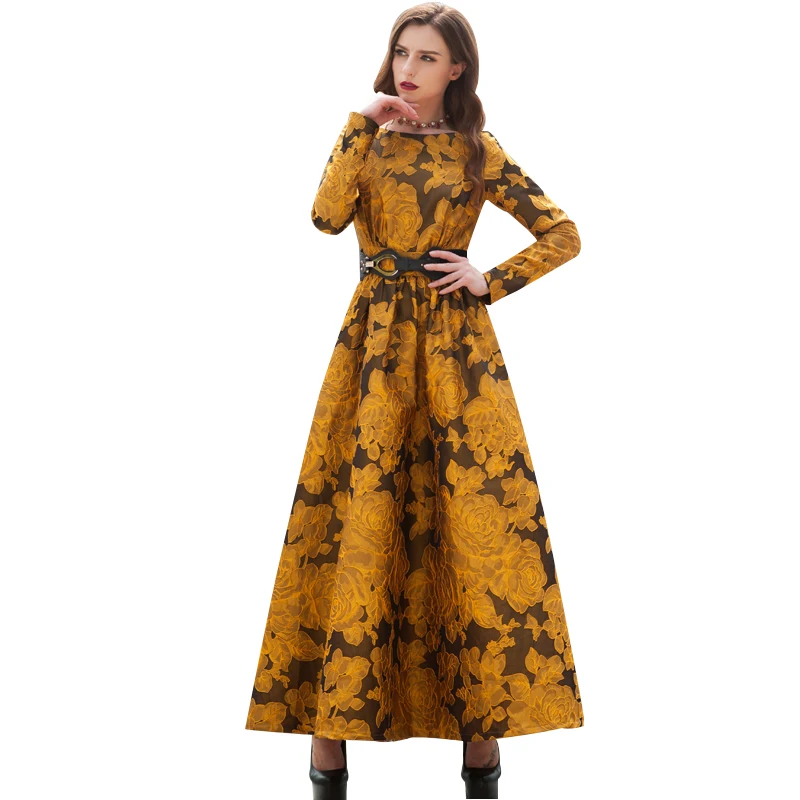 Newest Fall 2018 Designer Maxi Dress Party Dress Women Long Sleeve Gorgeous Floral Jacquard Long Dress plus size S-3XL
Newest Fall 2018 Designer Maxi Dress Party Dress Women Long Sleeve Gorgeous Floral Jacquard Long Dress plus size S-3XL