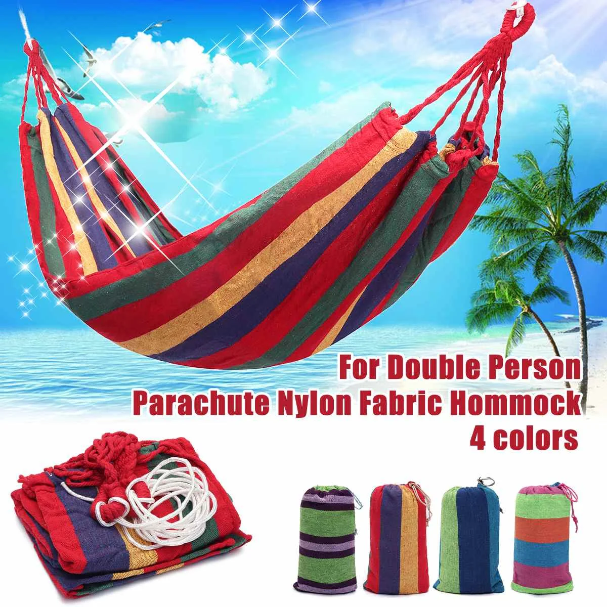 SGODDE 4Colors Portable Hammock Outdoor Hammock Garden Sports Home Travel Camping Swing Canvas Stripe Hang Bed Hammock With Bag
SGODDE 4Colors Portable Hammock Outdoor Hammock Garden Sports Home Travel Camping Swing Canvas Stripe Hang Bed Hammock With Bag