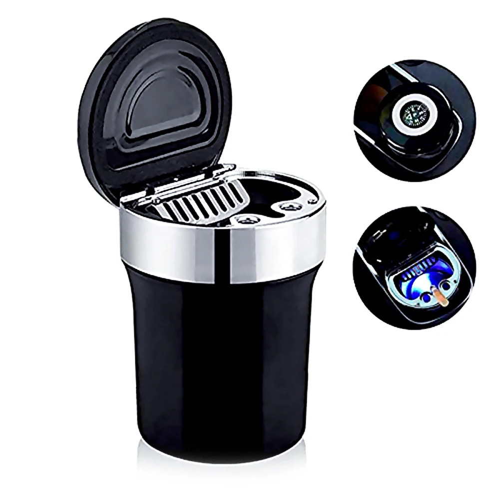 Auto Car Ashtray Portable LED Illuminated Car Smokeless Cigarette Ashtray With Lid And Compass
Auto Car Ashtray Portable LED Illuminated Car Smokeless Cigarette Ashtray With Lid And Compass