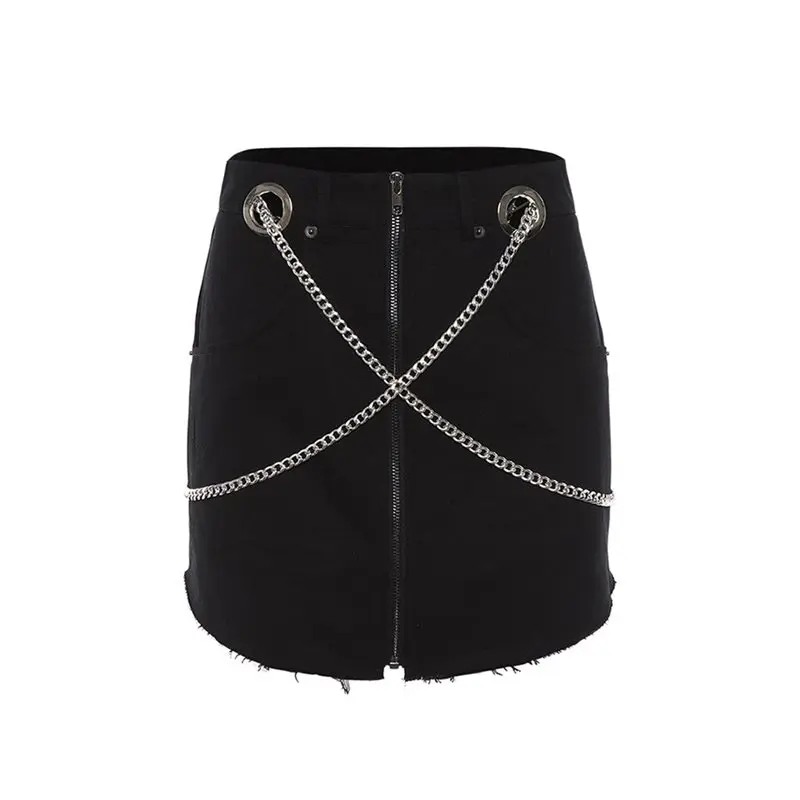Sexy Black Skirt Women Chain Punk Rock Gothic Hollow Fashion A Line Summer 2019 Casual High Waist Zipper Streetwear Mini Skirts
Sexy Black Skirt Women Chain Punk Rock Gothic Hollow Fashion A Line Summer 2019 Casual High Waist Zipper Streetwear Mini Skirts