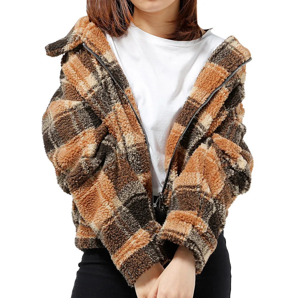 Sovalro Winter Plaid Zipper Women Short Jacket Outwear Warm Windbreaker Cropped Coat Fashion Streetwear Pocket Girl Jacket
Sovalro Winter Plaid Zipper Women Short Jacket Outwear Warm Windbreaker Cropped Coat Fashion Streetwear Pocket Girl Jacket