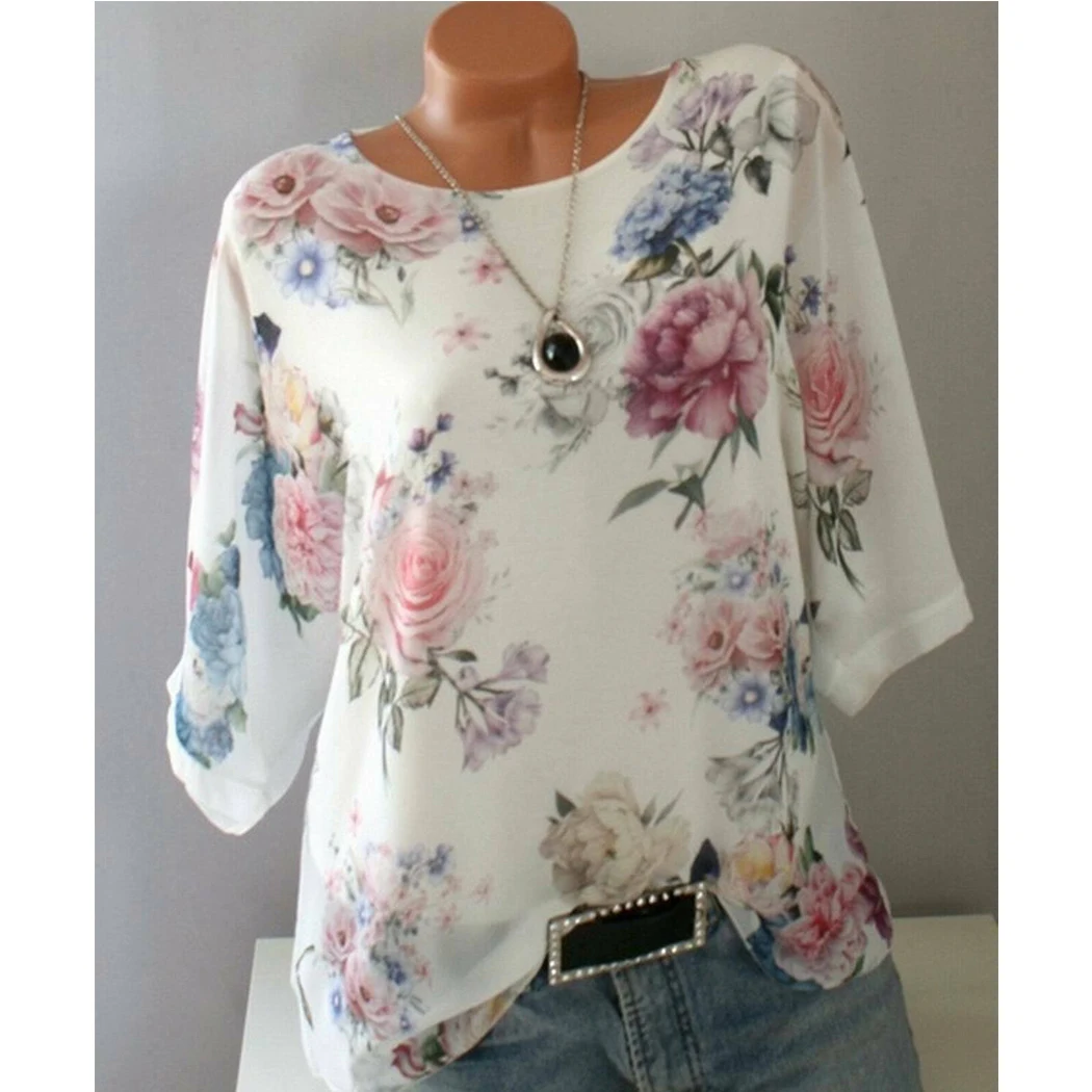 Plus Size Women Blouse Chiffon Floral Print Half Sleeve Summer Tops Fashion O-Neck Loose Ladies Office Shirts Tunic Blusa Mujer
Plus Size Women Blouse Chiffon Floral Print Half Sleeve Summer Tops Fashion O-Neck Loose Ladies Office Shirts Tunic Blusa Mujer