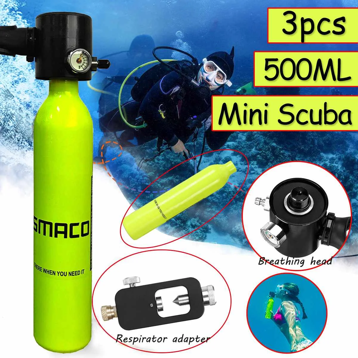 For 7-10min Mini SCUBA 0.5L Potable Diving Equipment Mini Scuba Diving Cylinder Diving Oxygen Tank
For 7-10min Mini SCUBA 0.5L Potable Diving Equipment Mini Scuba Diving Cylinder Diving Oxygen Tank