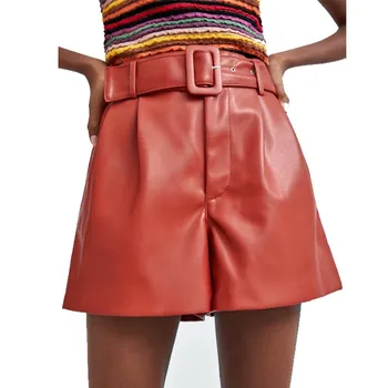Spring Women Wide Leg Pu Shorts Sashes Faux Leather Belted Loose Shorts 
Spring Women Wide Leg Pu Shorts Sashes Faux Leather Belted Loose Shorts