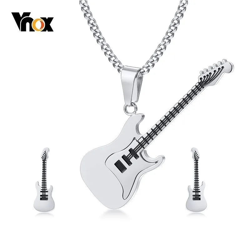 Vnox Stylish Mens Guitar Necklace and Earrings Jewelry Set Male Boy Music Festival Accessories
Vnox Stylish Mens Guitar Necklace and Earrings Jewelry Set Male Boy Music Festival Accessories