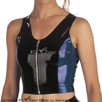 Metallic Blue With Black Sexy Latex Crop Top With Front Zipper Sleeveless Rubber Shirt Top Clothing YF-0175
Metallic Blue With Black Sexy Latex Crop Top With Front Zipper Sleeveless Rubber Shirt Top Clothing YF-0175