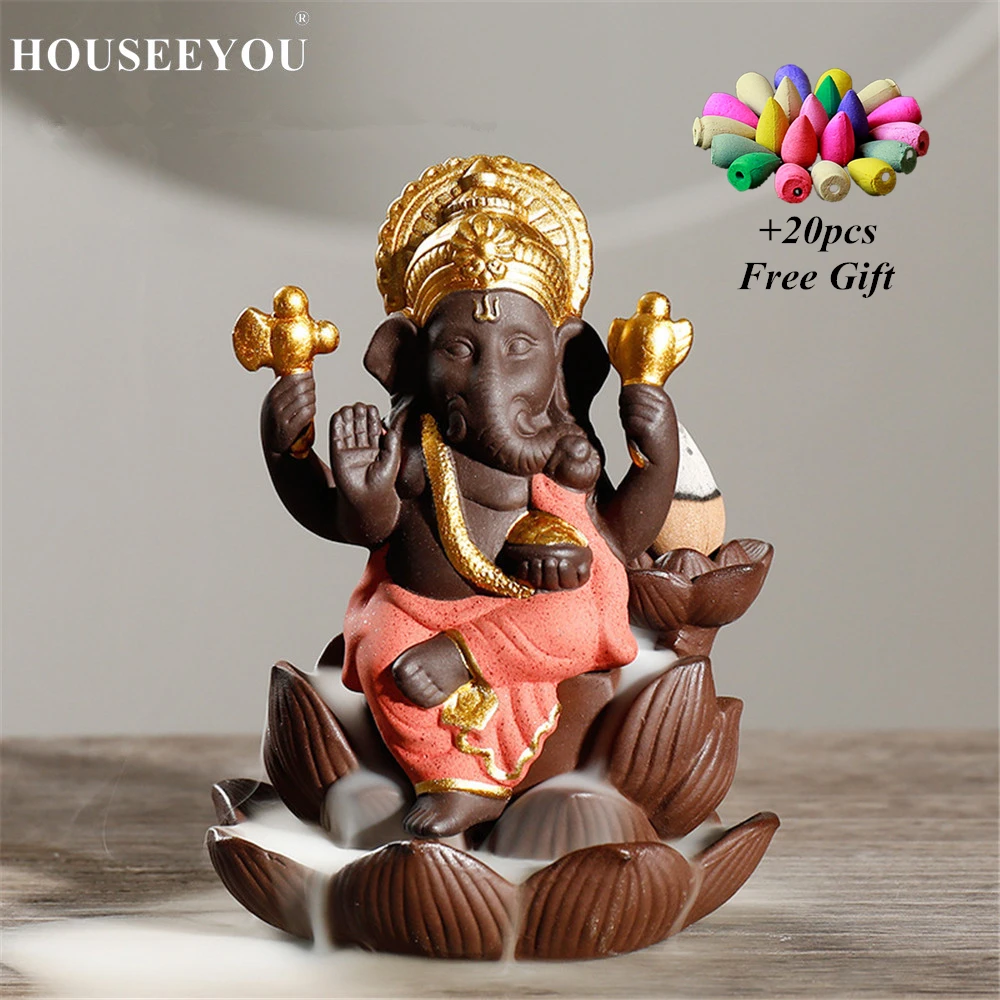 20 Free Incense Cones + Elephant Head God Ganesha Purple Sand Lotus Type Backflow Incense Burner Buddha Statue Thailand Indian
20 Free Incense Cones + Elephant Head God Ganesha Purple Sand Lotus Type Backflow Incense Burner Buddha Statue Thailand Indian