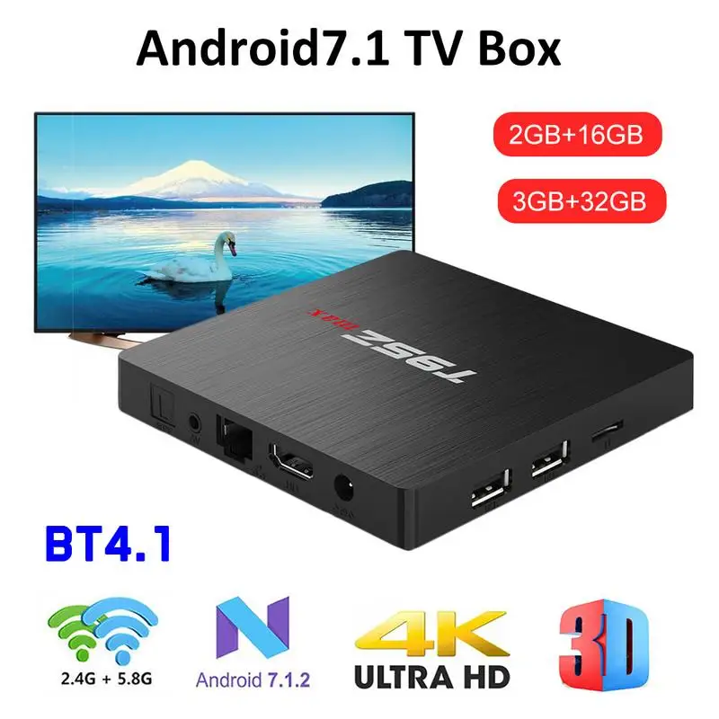 T95Z MAX S912 HD Intelligent Network Player Android 7.1 3GB+32GB TV Box Dual WiFi Bluetooth V4.1 4K 2K HD Set Top Box
T95Z MAX S912 HD Intelligent Network Player Android 7.1 3GB+32GB TV Box Dual WiFi Bluetooth V4.1 4K 2K HD Set Top Box
