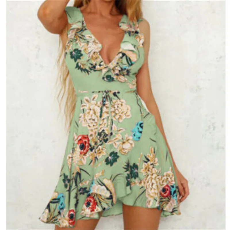 Women Fashion Sexy Dress Boho Womens Holiday V Neck Frilled Mini Casual Summer Beach Floral Party Sunress
Women Fashion Sexy Dress Boho Womens Holiday V Neck Frilled Mini Casual Summer Beach Floral Party Sunress