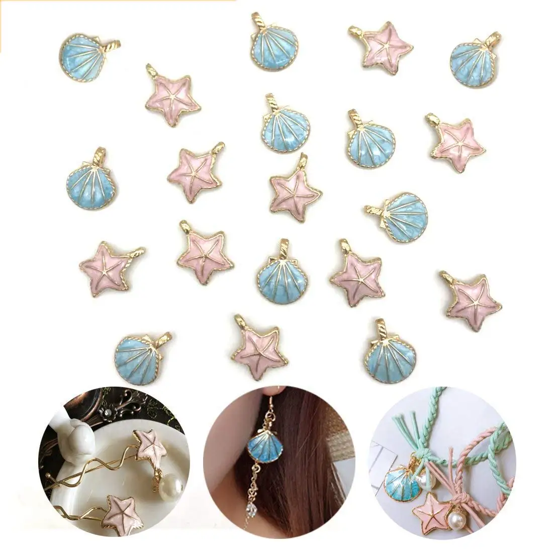 

20 pcs Seashell Starfish Charms, Starfish Beads,Aluminum alloy Charms Pendants for Jewelry Making and Crafting