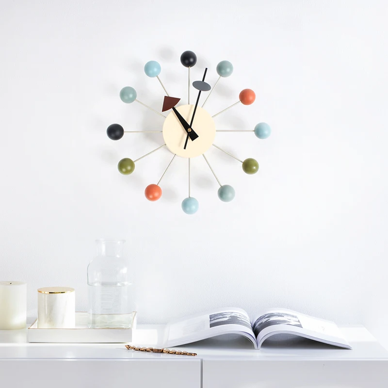 

New Fashion Clock Popular Designer Beautiful Modern Luxury Home Decorative Diy Wooden Balls Wall Clocks Candy Clock Simple Clock