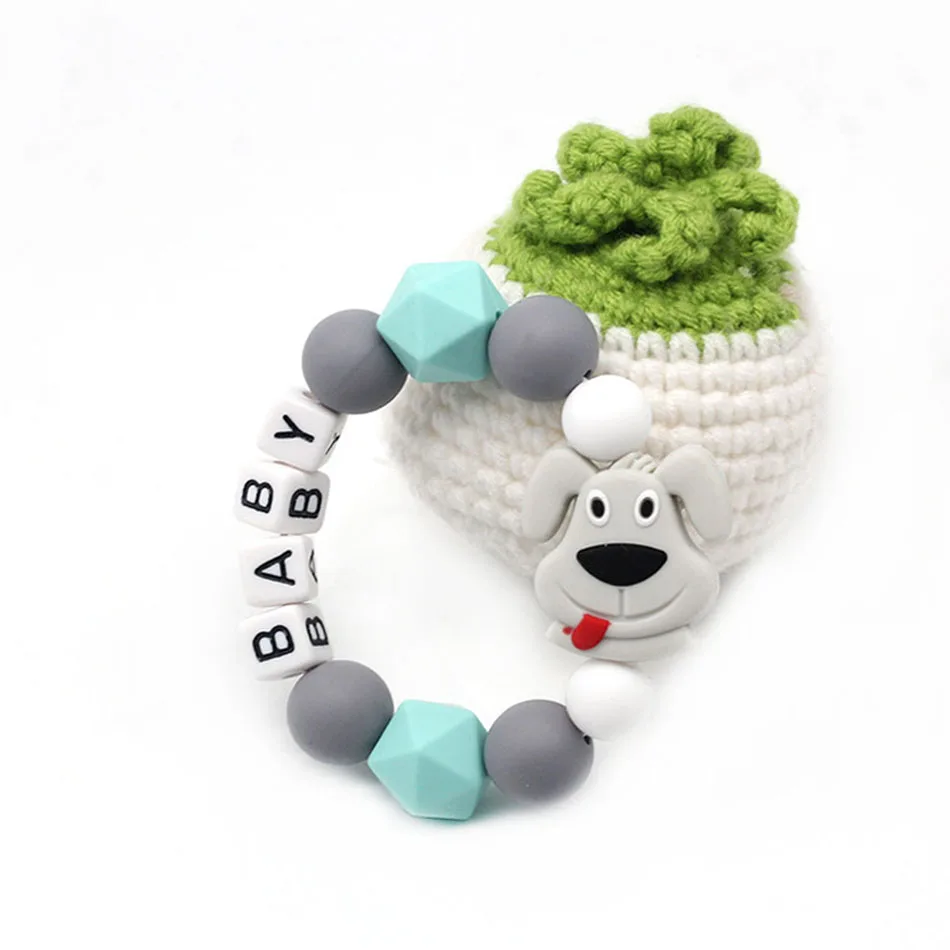 Personalized Name Silicone Teether Toy Teething Bracelet Pacifier Clip Binky Clip Dummy Clip Soother Fit Baby Girl Boy Chew Gift
Personalized Name Silicone Teether Toy Teething Bracelet Pacifier Clip Binky Clip Dummy Clip Soother Fit Baby Girl Boy Chew Gift