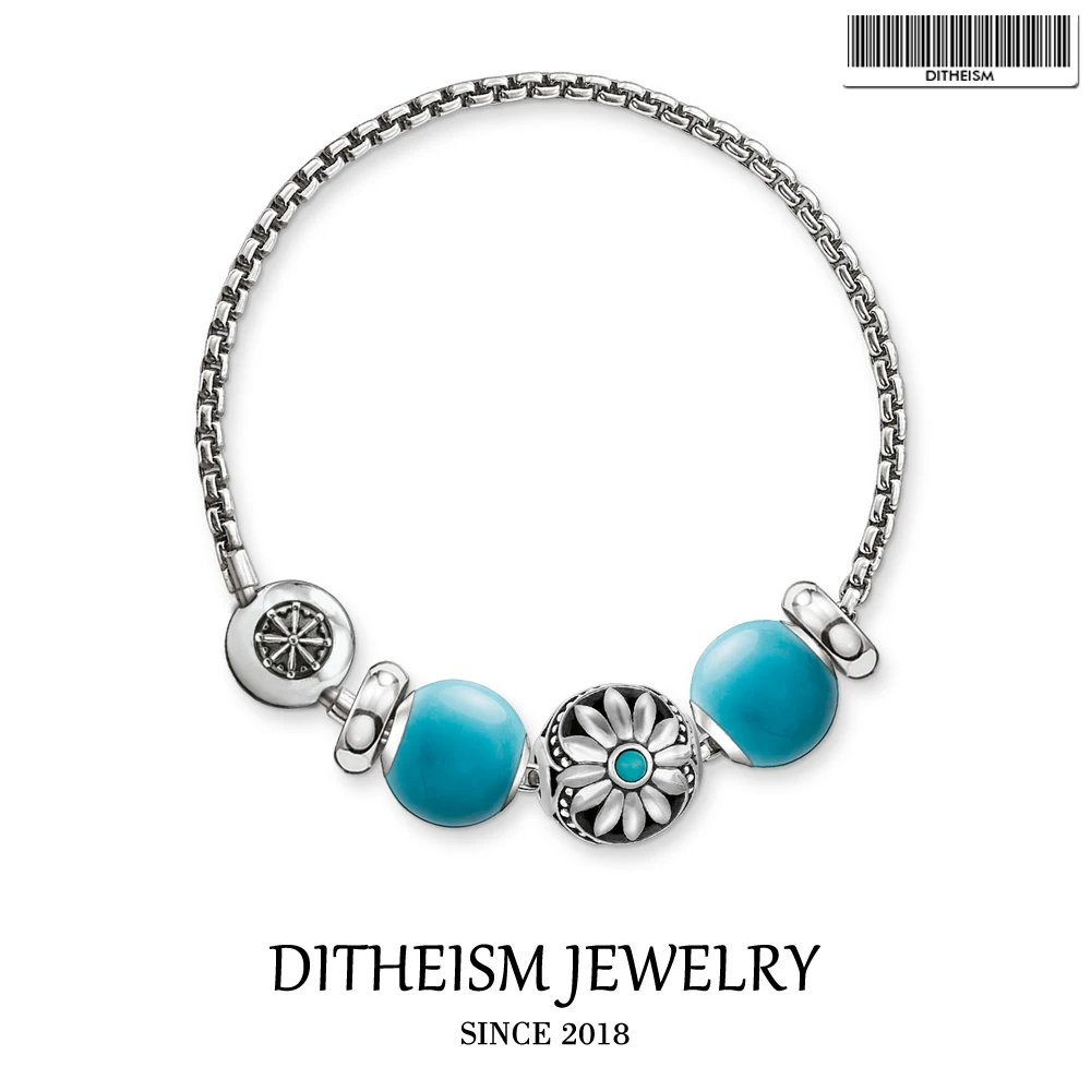 Link Chain Bracelets Blue Ethnic Flower Karma with 925 Sterling Silver Chain,2018 Fashion Jewelry Ethno Gift for Women Girls
Link Chain Bracelets Blue Ethnic Flower Karma with 925 Sterling Silver Chain,2018 Fashion Jewelry Ethno Gift for Women Girls