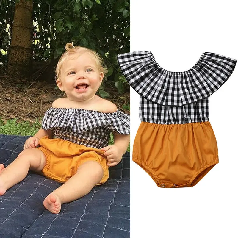 Sweet Infant Baby Girl Clothes Plaid Off-shoulder Floral Baby Romper Splicing Jumpsuit Outfits
Sweet Infant Baby Girl Clothes Plaid Off-shoulder Floral Baby Romper Splicing Jumpsuit Outfits