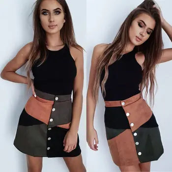 Fashion Women Autumn Winter Button Color Block Suede High Waist Chic Short Skirt Casual Ladies A-line Mini Skirts
Fashion Women Autumn Winter Button Color Block Suede High Waist Chic Short Skirt Casual Ladies A-line Mini Skirts