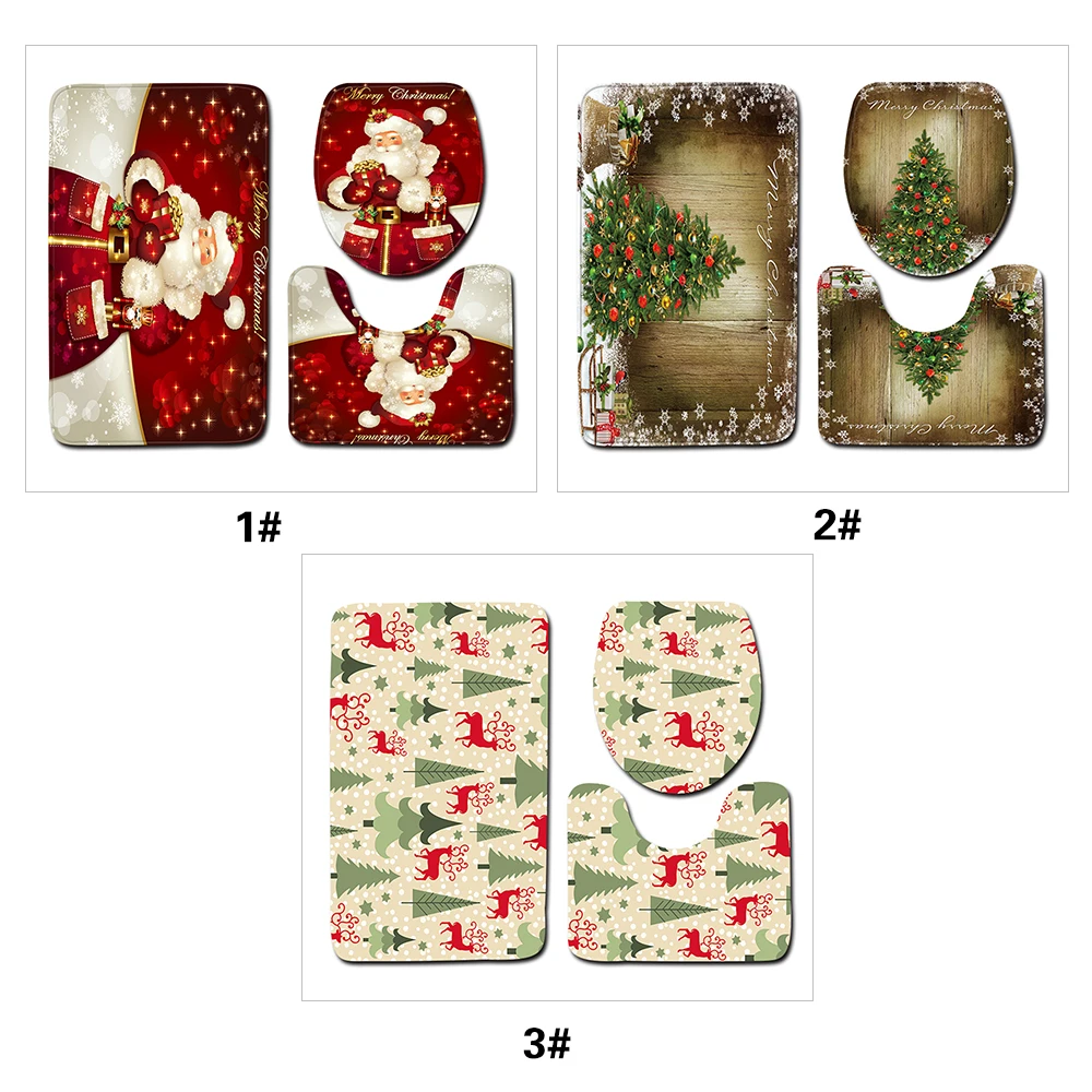 3Pcs/Set Elk Tree Santa Claus Non-Slip Floor Mat Bath Mat Pedestal Rug Lid Toilet Cover Bathroom Christmas Decoration for Home
3Pcs/Set Elk Tree Santa Claus Non-Slip Floor Mat Bath Mat Pedestal Rug Lid Toilet Cover Bathroom Christmas Decoration for Home