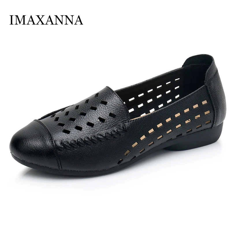 IMAXANNA New Leather Shoes Women's Casual Single For Woman Hollow Out Breathable Slip On Flat Shoe Loafers Spring High Quality
IMAXANNA New Leather Shoes Women's Casual Single For Woman Hollow Out Breathable Slip On Flat Shoe Loafers Spring High Quality