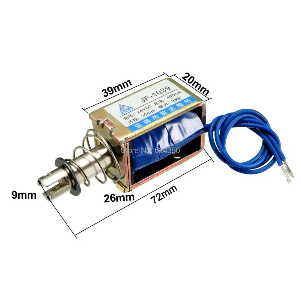 JF-1039B DC 24V DC12V DC6V 400mA 25N 10mm Pull Push Type Open Frame Linear Motion Solenoid Electromagnet
JF-1039B DC 24V DC12V DC6V 400mA 25N 10mm Pull Push Type Open Frame Linear Motion Solenoid Electromagnet