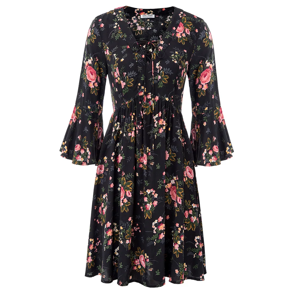 ladies dresses Sexy Women Summer beach wear holiday vacation Floral Pattern 3/4 Bell sleeves V-Neck knee A line Dress vestido
ladies dresses Sexy Women Summer beach wear holiday vacation Floral Pattern 3/4 Bell sleeves V-Neck knee A line Dress vestido