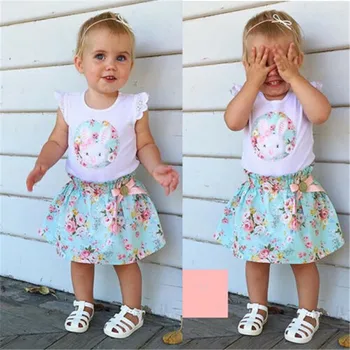 1-4T Baby Girls Set Ruffle Short Sleeve Rabbit Print T-Shirt For Girls Green Floral Print Skirts Headband Baby Hair Accessories
1-4T Baby Girls Set Ruffle Short Sleeve Rabbit Print T-Shirt For Girls Green Floral Print Skirts Headband Baby Hair Accessories