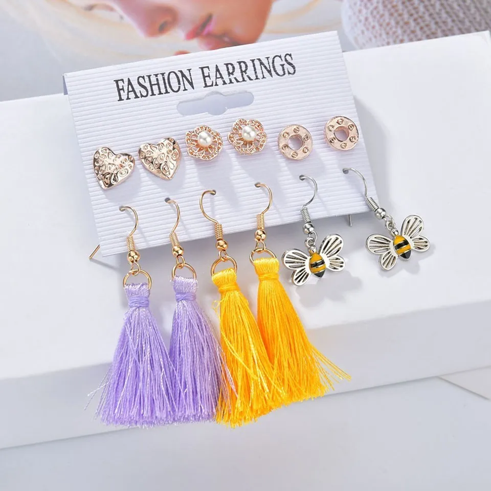 Women Hot Trendy Long Tassel Drop Earrings Handmade High Quality Earrings Sets Special Party Earrings Jewelry 6 Pairs/Set
Women Hot Trendy Long Tassel Drop Earrings Handmade High Quality Earrings Sets Special Party Earrings Jewelry 6 Pairs/Set