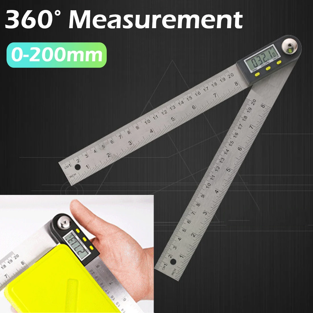 Protractor angle ruler Woodworking square Digital display angle ruler 200mm Inclinometer Goniometer Level Measuring Tool
Protractor angle ruler Woodworking square Digital display angle ruler 200mm Inclinometer Goniometer Level Measuring Tool