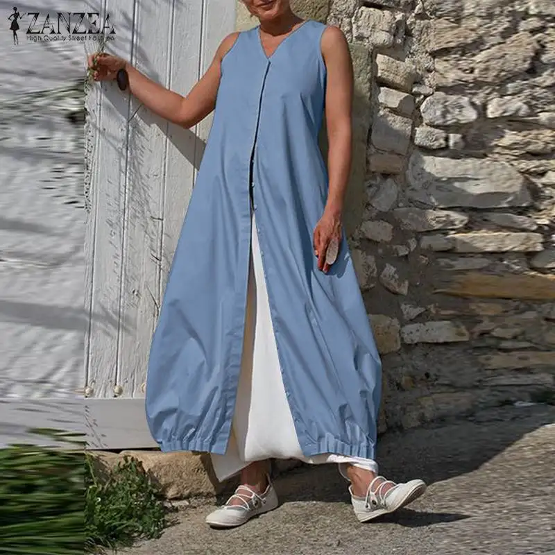 Plus Size Shirt Dress Women's Summer Maxi Sundress 2019 ZANZEA Fashion V Neck Sarafans Vestido Female Button Down Split Robe 5XL
Plus Size Shirt Dress Women's Summer Maxi Sundress 2019 ZANZEA Fashion V Neck Sarafans Vestido Female Button Down Split Robe 5XL