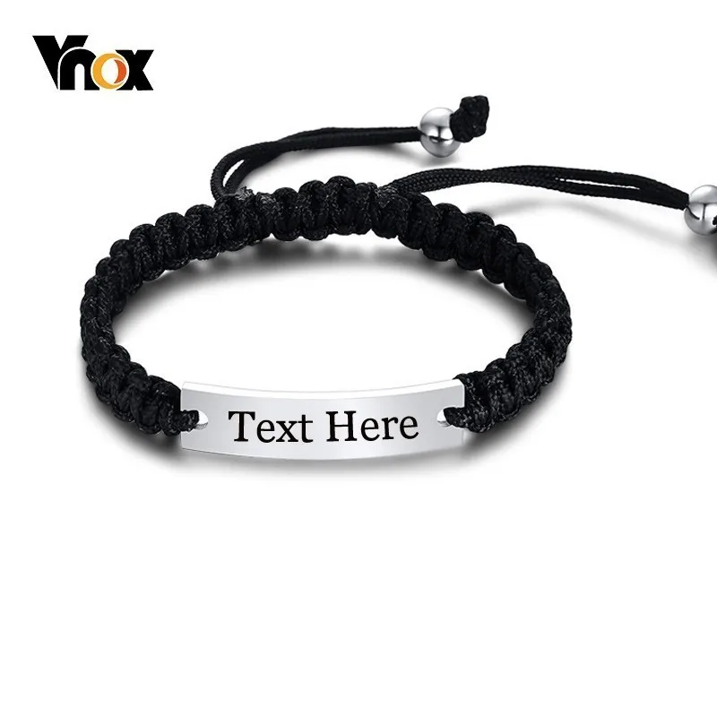 Vnox Handmade Braided Rope Bracelets for Men Woman Customize Engrave Name Plate ID Bracelet Length Adjustable
Vnox Handmade Braided Rope Bracelets for Men Woman Customize Engrave Name Plate ID Bracelet Length Adjustable