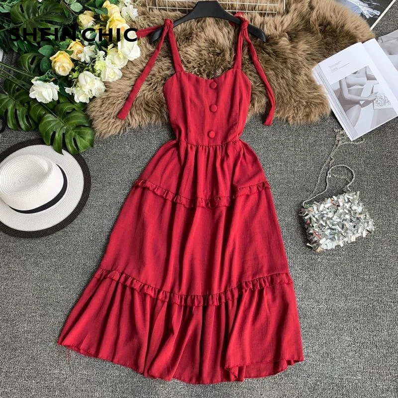 Korean Summer 2019 Fashion Women Dress Elegant A Line V Neck Pink White Red Black Ruffles Dress Sexy Spaghetti Strap Vestidos
Korean Summer 2019 Fashion Women Dress Elegant A Line V Neck Pink White Red Black Ruffles Dress Sexy Spaghetti Strap Vestidos