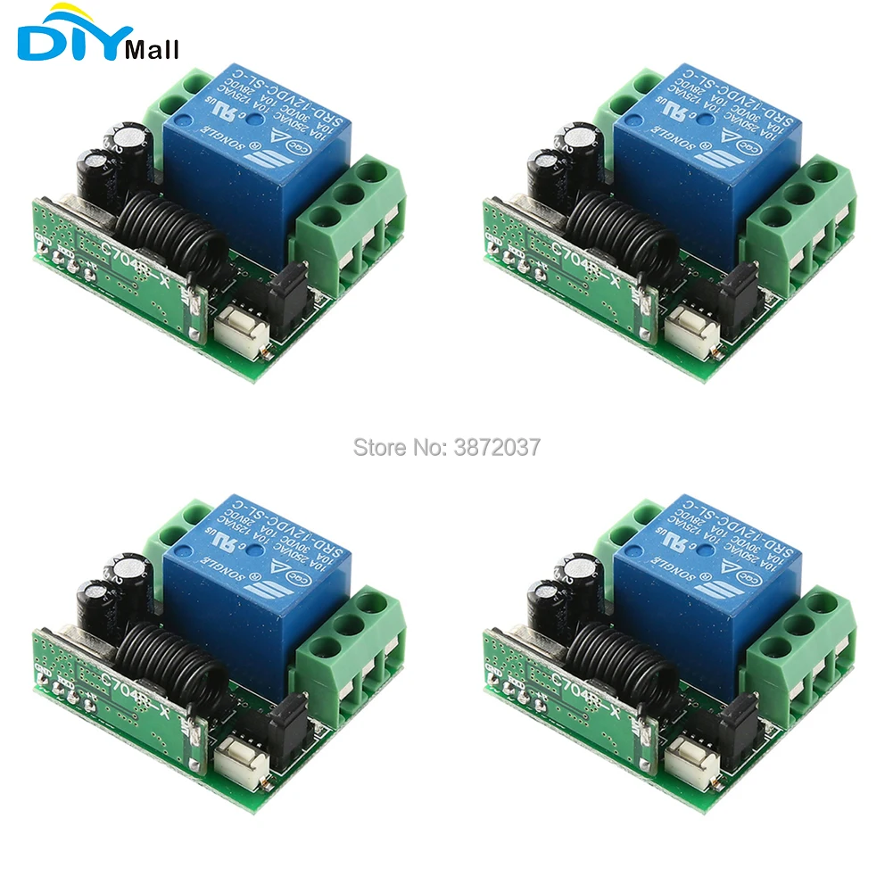 4pcs/lot Wireless Receiver Relay Module 1 Channel Remote Control Switch DC12V 10A Smart Home for RF 433MHz
4pcs/lot Wireless Receiver Relay Module 1 Channel Remote Control Switch DC12V 10A Smart Home for RF 433MHz
