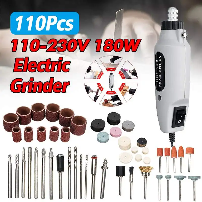 110PCS 180W Mini Electric Grinder Electric Drill For Variable Speed Grinder Grinding Tool with Engraving Accessories Manicure
110PCS 180W Mini Electric Grinder Electric Drill For Variable Speed Grinder Grinding Tool with Engraving Accessories Manicure